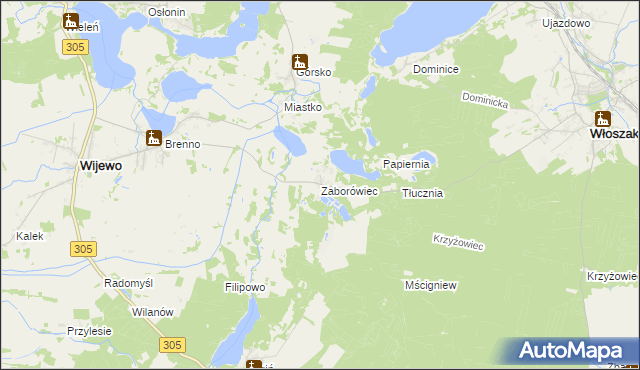 mapa Zaborówiec, Zaborówiec na mapie Targeo