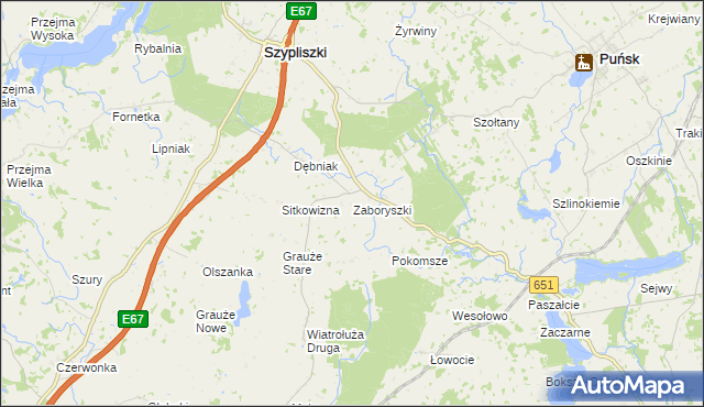 mapa Zaboryszki, Zaboryszki na mapie Targeo