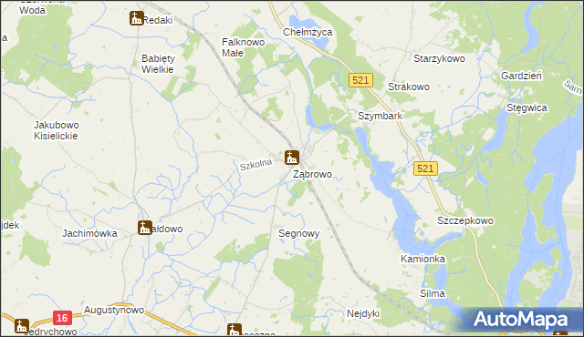 mapa Ząbrowo gmina Iława, Ząbrowo gmina Iława na mapie Targeo