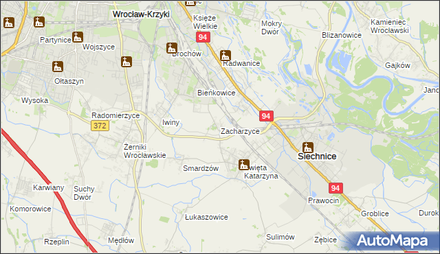mapa Zacharzyce, Zacharzyce na mapie Targeo