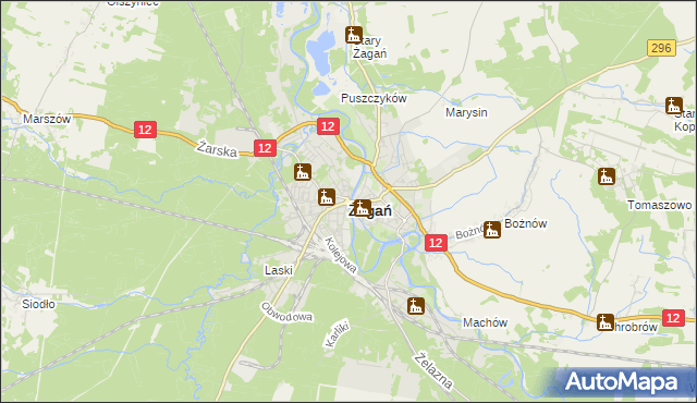mapa Żagań, Żagań na mapie Targeo