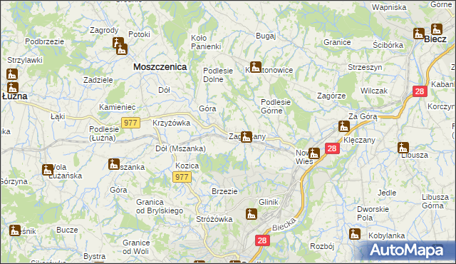 mapa Zagórzany gmina Gorlice, Zagórzany gmina Gorlice na mapie Targeo