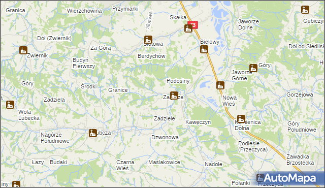 mapa Zagórze gmina Jodłowa, Zagórze gmina Jodłowa na mapie Targeo