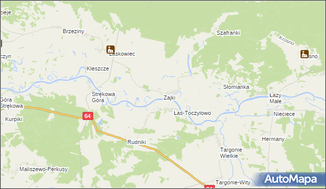 mapa Zajki, Zajki na mapie Targeo