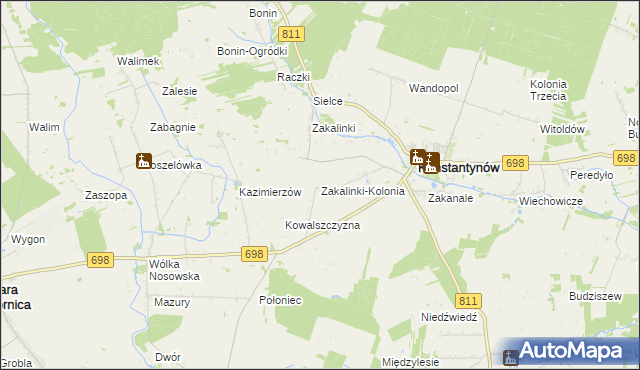 mapa Zakalinki-Kolonia, Zakalinki-Kolonia na mapie Targeo