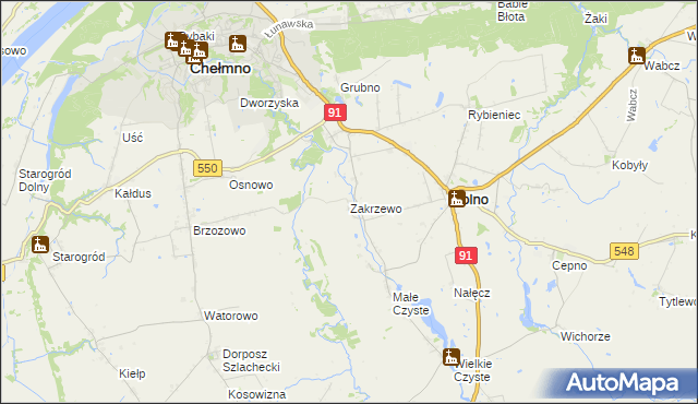 mapa Zakrzewo gmina Stolno, Zakrzewo gmina Stolno na mapie Targeo