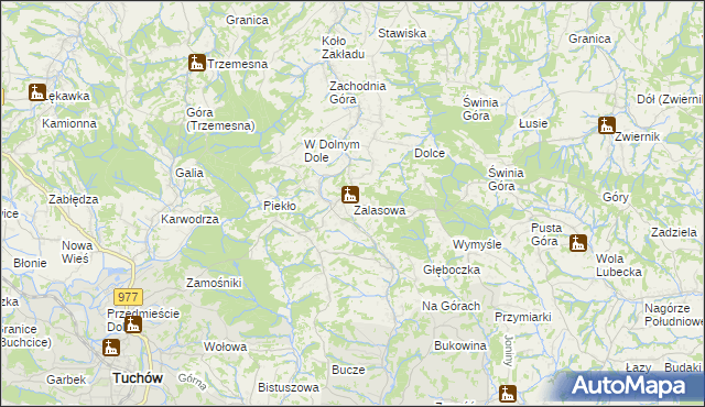 mapa Zalasowa, Zalasowa na mapie Targeo