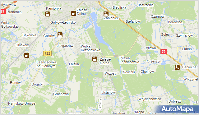 mapa Zalesie Górne, Zalesie Górne na mapie Targeo