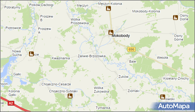 mapa Zaliwie-Piegawki, Zaliwie-Piegawki na mapie Targeo