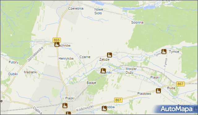 mapa Załuże gmina Lubaczów, Załuże gmina Lubaczów na mapie Targeo
