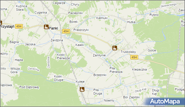 mapa Zamłynie gmina Wręczyca Wielka, Zamłynie gmina Wręczyca Wielka na mapie Targeo