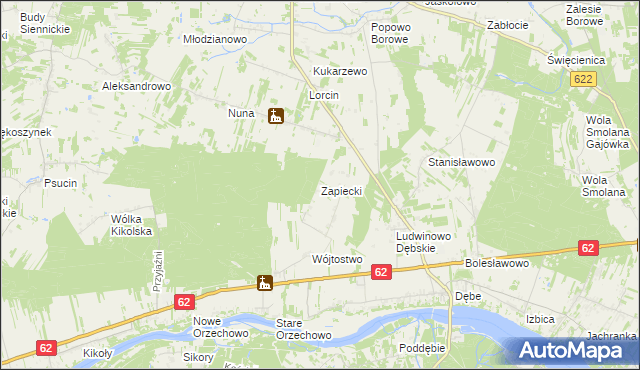 mapa Zapiecki gmina Pomiechówek, Zapiecki gmina Pomiechówek na mapie Targeo