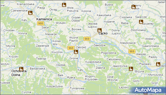 mapa Zarzecze gmina Łącko, Zarzecze gmina Łącko na mapie Targeo