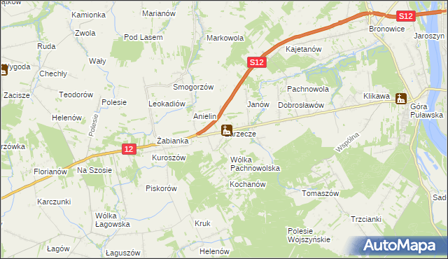 mapa Zarzecze gmina Puławy, Zarzecze gmina Puławy na mapie Targeo