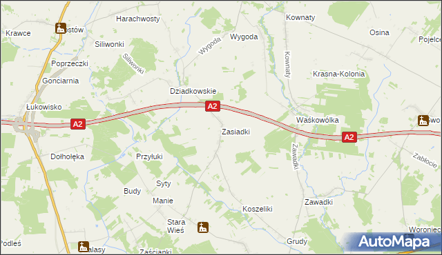 mapa Zasiadki, Zasiadki na mapie Targeo