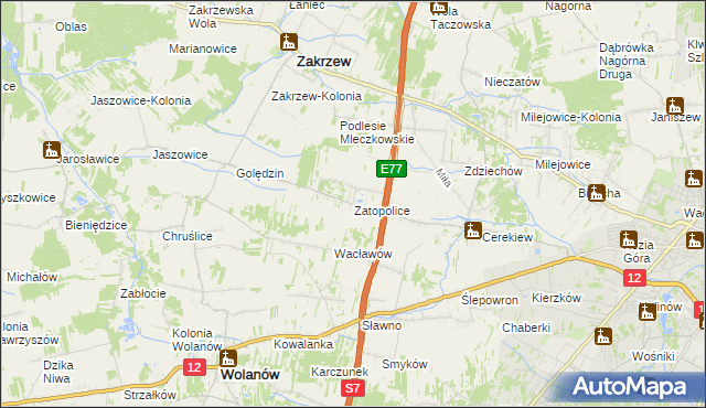 mapa Zatopolice, Zatopolice na mapie Targeo
