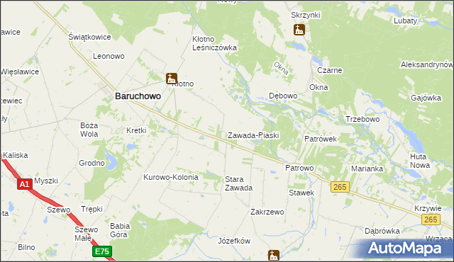 mapa Zawada-Piaski, Zawada-Piaski na mapie Targeo