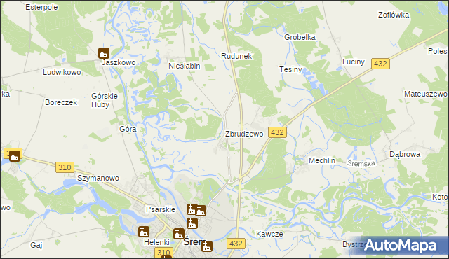 mapa Zbrudzewo, Zbrudzewo na mapie Targeo