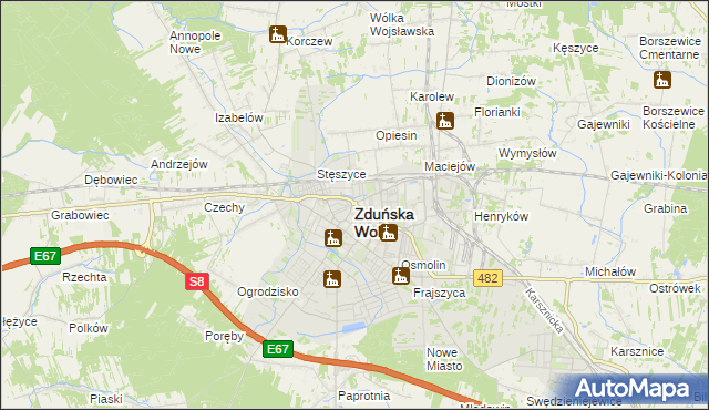 mapa Zduńska Wola, Zduńska Wola na mapie Targeo