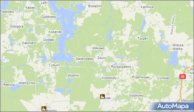 mapa Zduny gmina Biały Bór, Zduny gmina Biały Bór na mapie Targeo