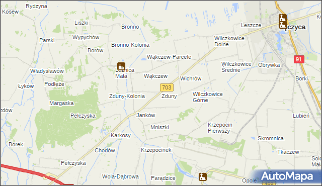 mapa Zduny gmina Łęczyca, Zduny gmina Łęczyca na mapie Targeo