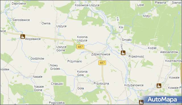 mapa Zdziechowice gmina Gorzów Śląski, Zdziechowice gmina Gorzów Śląski na mapie Targeo
