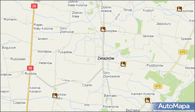 mapa Żelazków powiat kaliski, Żelazków powiat kaliski na mapie Targeo