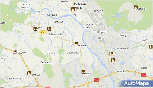 mapa Żelazna gmina Dąbrowa, Żelazna gmina Dąbrowa na mapie Targeo