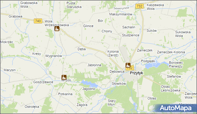 mapa Żerdź gmina Przytyk, Żerdź gmina Przytyk na mapie Targeo