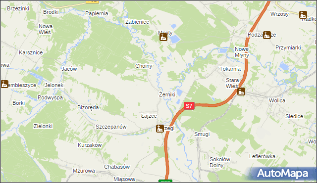 mapa Żerniki gmina Sobków, Żerniki gmina Sobków na mapie Targeo