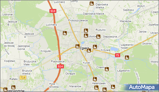 mapa Zgierz, Zgierz na mapie Targeo