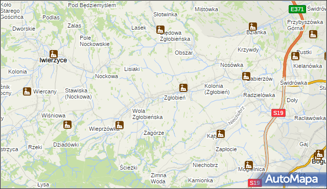 mapa Zgłobień, Zgłobień na mapie Targeo