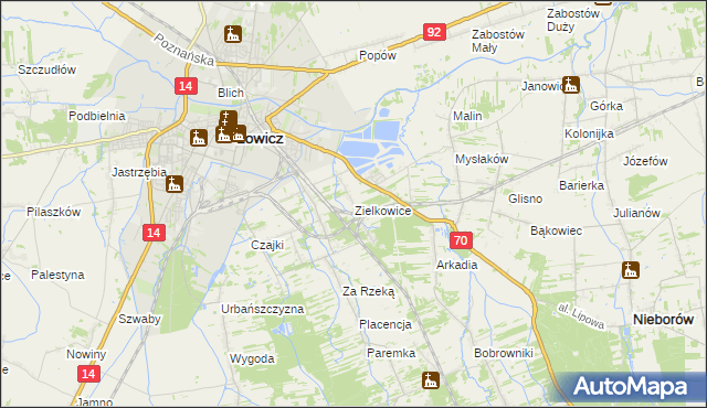 mapa Zielkowice, Zielkowice na mapie Targeo