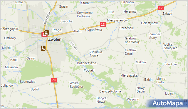 mapa Zielonka Stara, Zielonka Stara na mapie Targeo