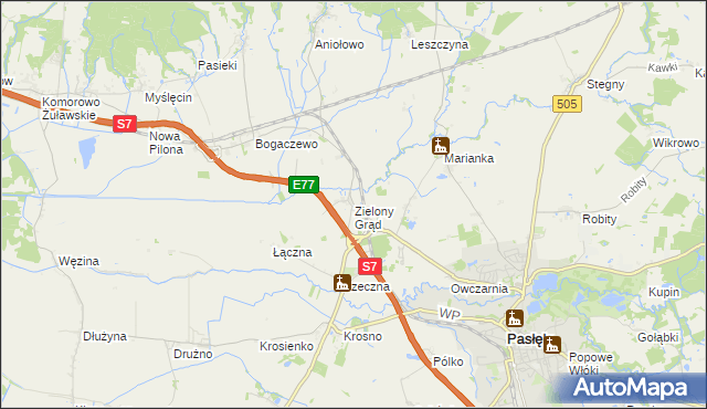 mapa Zielony Grąd, Zielony Grąd na mapie Targeo