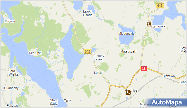 mapa Zielony Lasek gmina Ryn, Zielony Lasek gmina Ryn na mapie Targeo