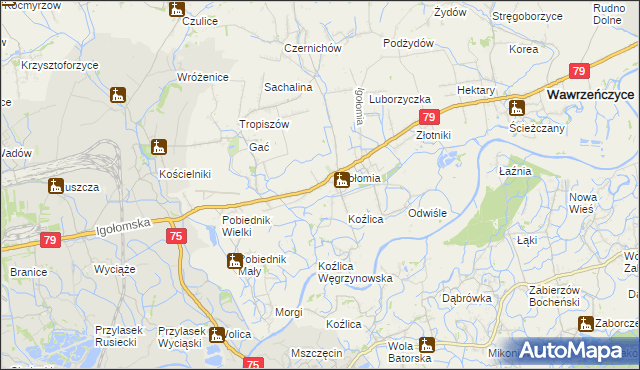 mapa Zofipole gmina Igołomia-Wawrzeńczyce, Zofipole gmina Igołomia-Wawrzeńczyce na mapie Targeo