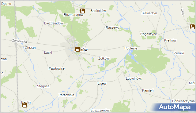 mapa Żółków gmina Żerków, Żółków gmina Żerków na mapie Targeo