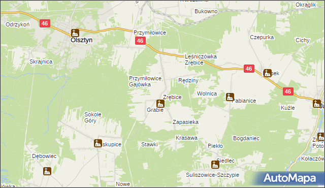 mapa Zrębice, Zrębice na mapie Targeo
