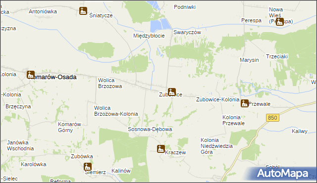 mapa Zubowice, Zubowice na mapie Targeo