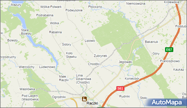 mapa Żubrynek, Żubrynek na mapie Targeo