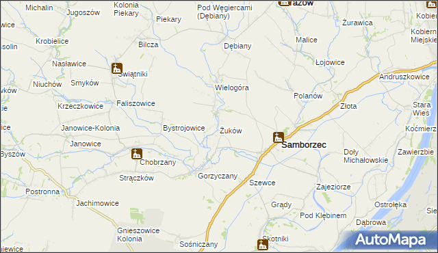 mapa Żuków gmina Samborzec, Żuków gmina Samborzec na mapie Targeo
