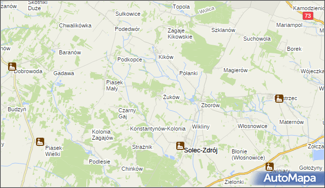 mapa Żuków gmina Solec-Zdrój, Żuków gmina Solec-Zdrój na mapie Targeo
