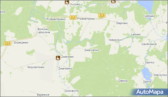 mapa Zwarcienko, Zwarcienko na mapie Targeo