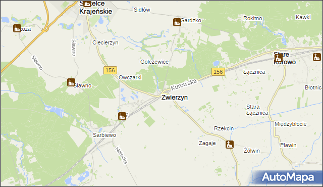 mapa Zwierzyn powiat strzelecko-drezdenecki, Zwierzyn powiat strzelecko-drezdenecki na mapie Targeo