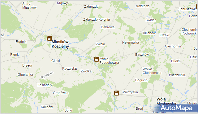 mapa Zwola Poduchowna, Zwola Poduchowna na mapie Targeo
