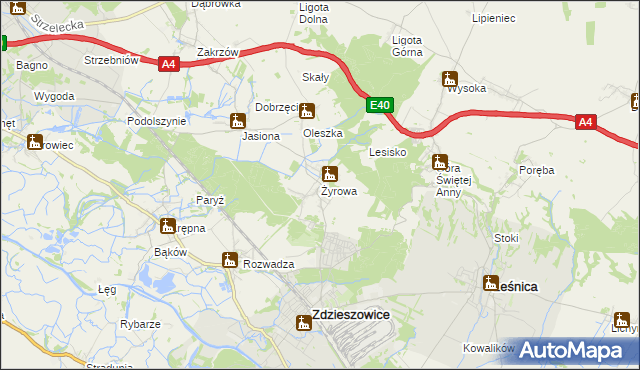 mapa Żyrowa, Żyrowa na mapie Targeo