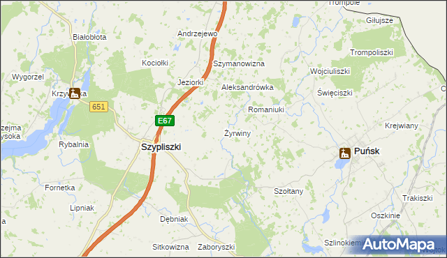 mapa Żyrwiny, Żyrwiny na mapie Targeo