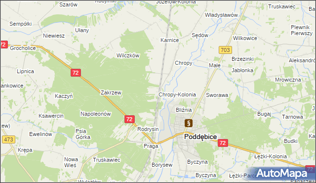 mapa Chropy-Kolonia, Chropy-Kolonia na mapie Targeo