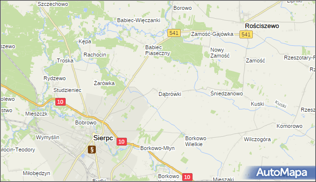 mapa Dąbrówki gmina Sierpc, Dąbrówki gmina Sierpc na mapie Targeo
